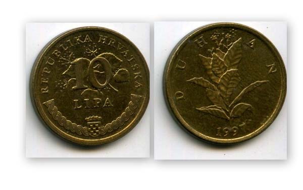 Монета 10 липа 1997г Хорватия