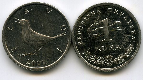 Монета 1 куна 2007г хор Хорватия