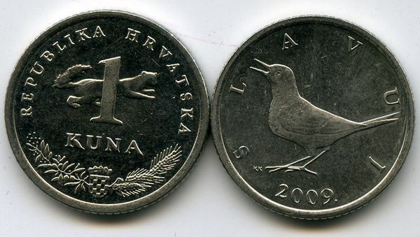 Монета 1 куна 2009г хор Хорватия