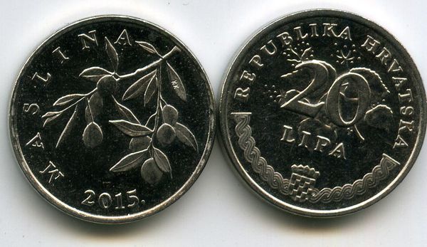 Монета 20 липа 2015г хор Хорватия