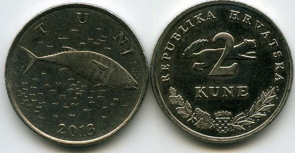Монета 2 куны 2013г хор Хорватия