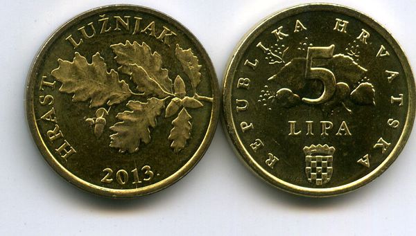 Монета 5 липа 2013г хор Хорватия