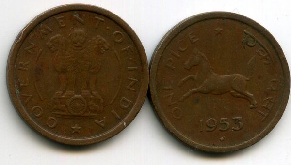 Монета 1 паис 1953г ромб Индия