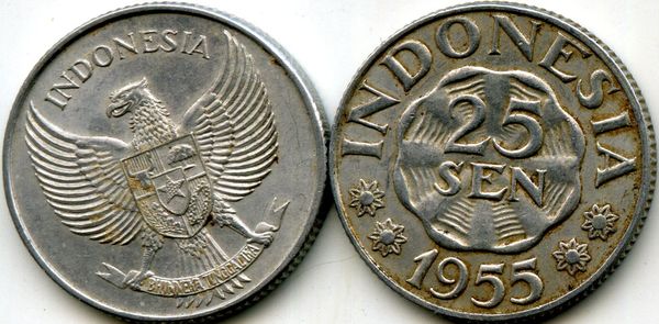 Монета 25 сен 1955г Индонезия