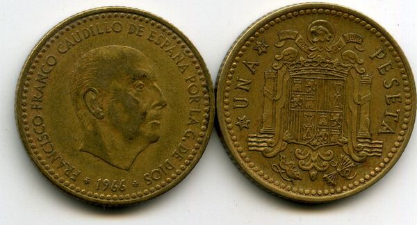 Монета 1 песета 1970г Испания