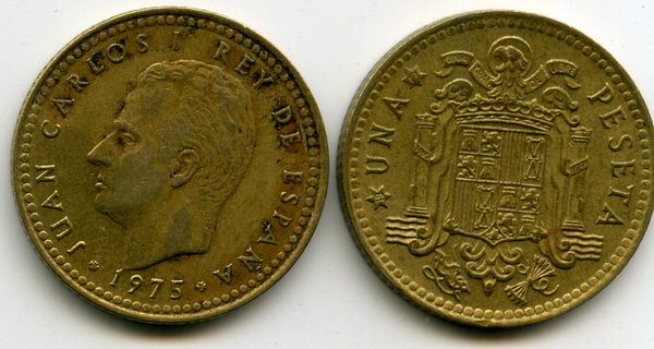 Монета 1 песета 1977г Испания