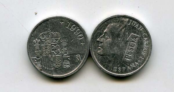 Монета 1 песета 1990г Испания