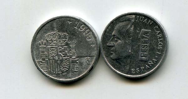 Монета 1 песета 1995г Испания