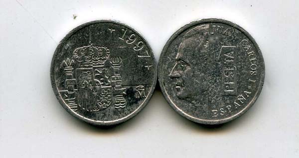 Монета 1 песета 1997г Испания