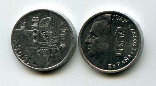 Монета 1 песета 1998г Испания