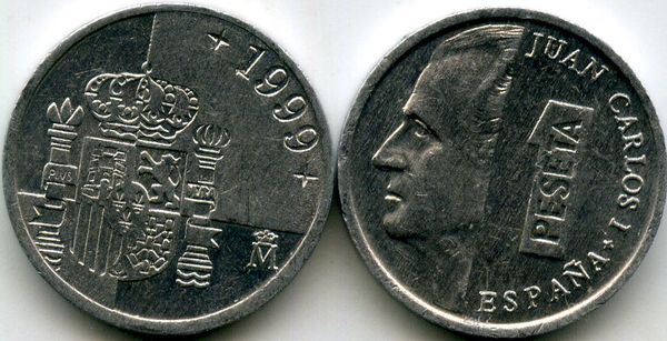 Монета 1 песета 1999г Испания