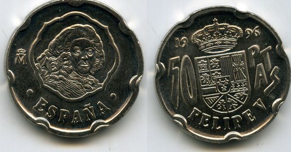 Монета 50 песет 1996г Филип 5 Испания