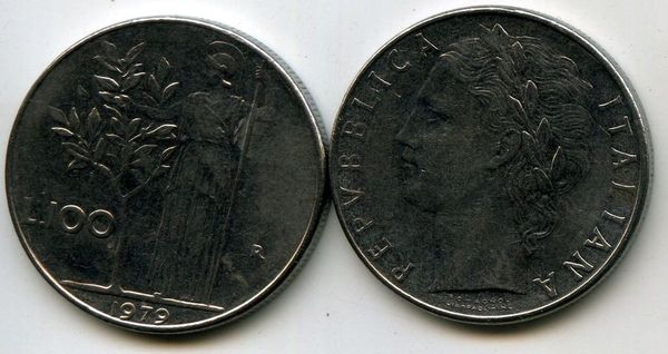 Монета 100 лир 1979г Италия