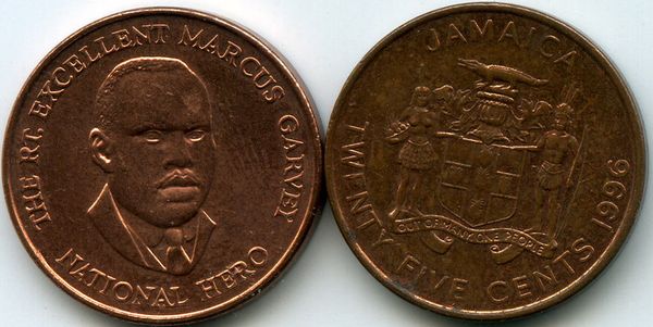 Монета 25 центов 1996г Ямайка