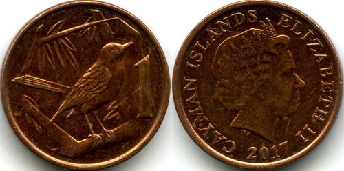 Монета 1 цент 2017г Каймановых острова