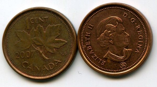 Монета 1 цент 2007г Канада