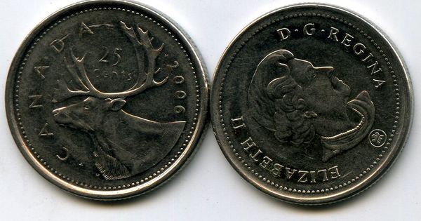 Монета 25 центов 2006г L Канада