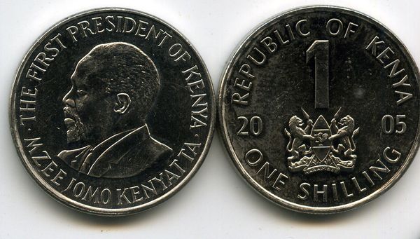 Монета 1 шиллинг 2005г Кения