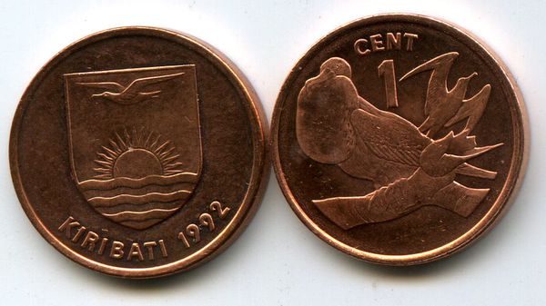 Монета 1 цент 1992г Кирибати