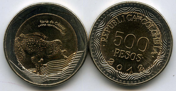Монета 500 песо 2012г Колумбия