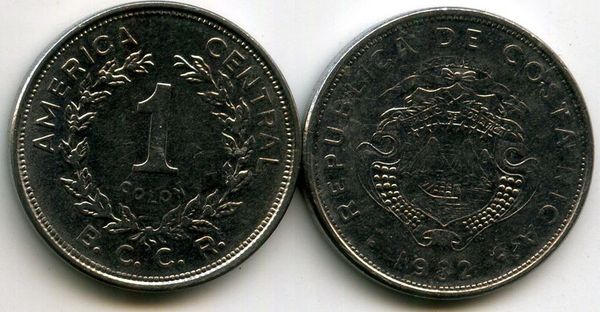 Монета 1 колон 1982г Коста-Рика
