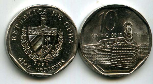 Монета 10 сентавос 1996г Куба