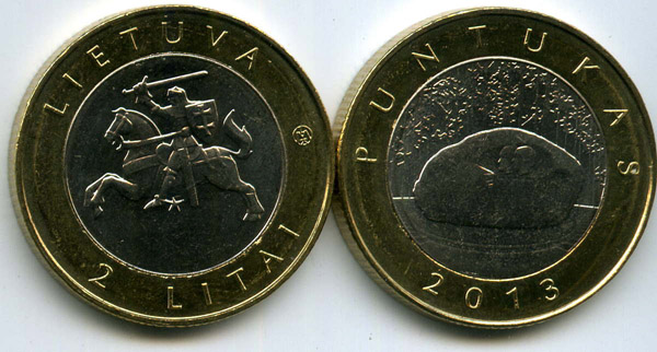 Монета 2 лита 2013г пунтукас Литва