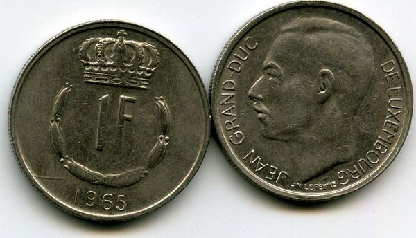 Монета 1 франк 1965г Люксембург