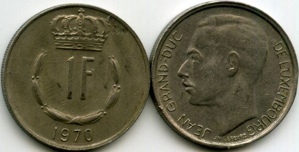 Монета 1 франк 1970г Люксембург