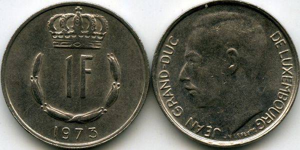 Монета 1 франк 1973г Люксембург