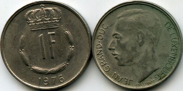 Монета 1 франк 1976г Люксембург