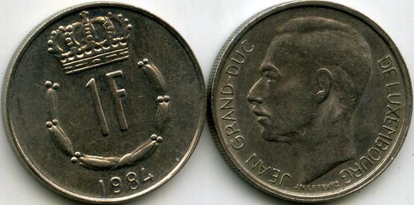 Монета 1 франк 1984г Люксембург