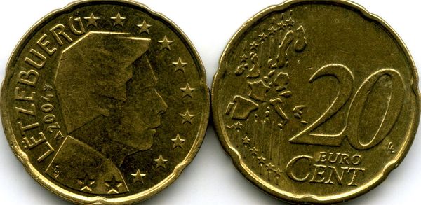 Монета 20 евроцента 2004г Люксембург