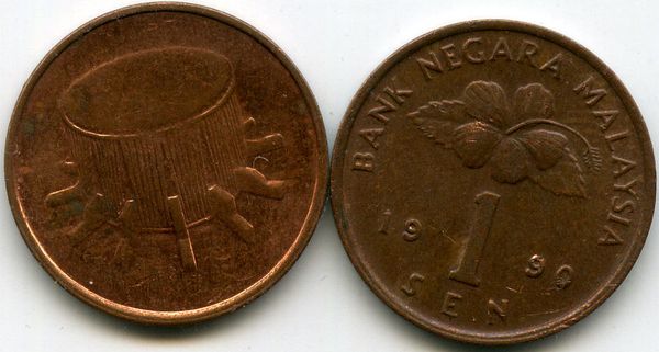 Монета 1 сен 1990г Малазия