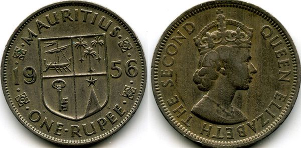 Монета 1 рупия 1956г Маврикий