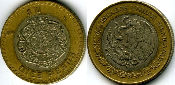 Монета 10 песо 2016г Мексика