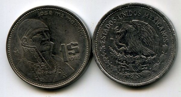 Монета 1 песо 1985г Мексика