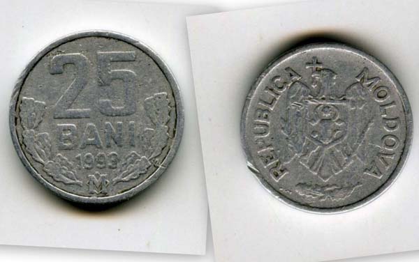 Монета 25 бани 1993г Молдавия
