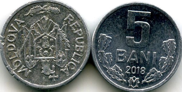 Монета 5 бани 2018г Молдавия