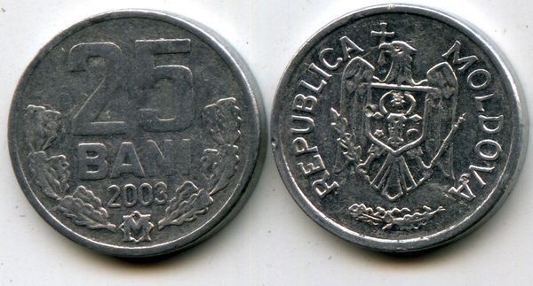 Монета 25 бани 2003г Молдавия