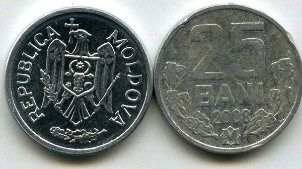 Монета 25 бани 2008г Молдавия