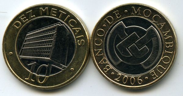 Монета 10 метикал 2006г Мозамбик