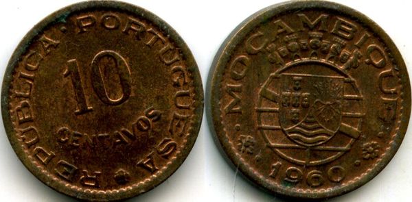 Монета 10 сентаво 1960г Мозамбик