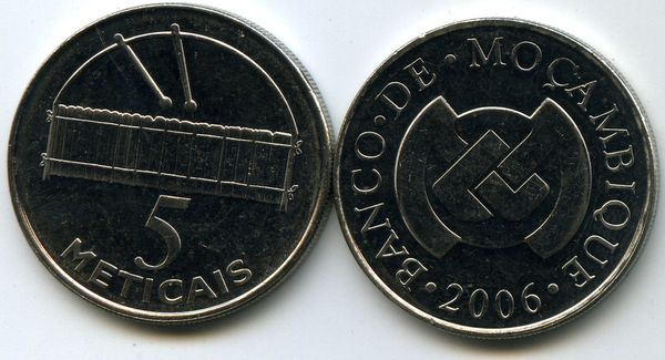 Монета 5 метикал 2006г Мозамбик