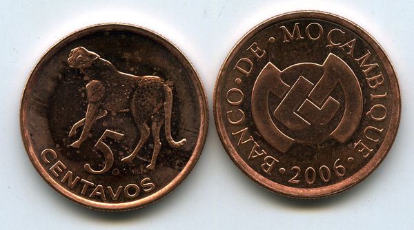Монета 5 сентавос 2006г Мозамбик