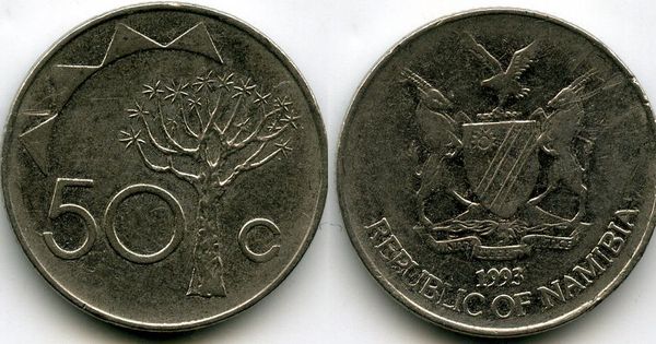 Монета 50 центов 1993г Намибия