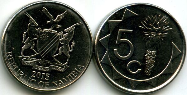 Монета 5 центов 2015г Намибия