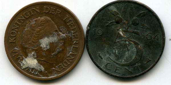 Монета 5 центов 1964г Нидерланды