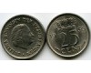 Монета 25 центов 1966г Нидерланды