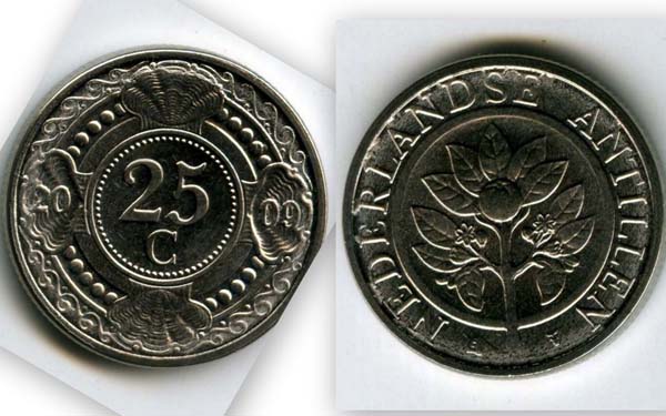 Монета 25 центов 2009г Нидерландские Антиллы
